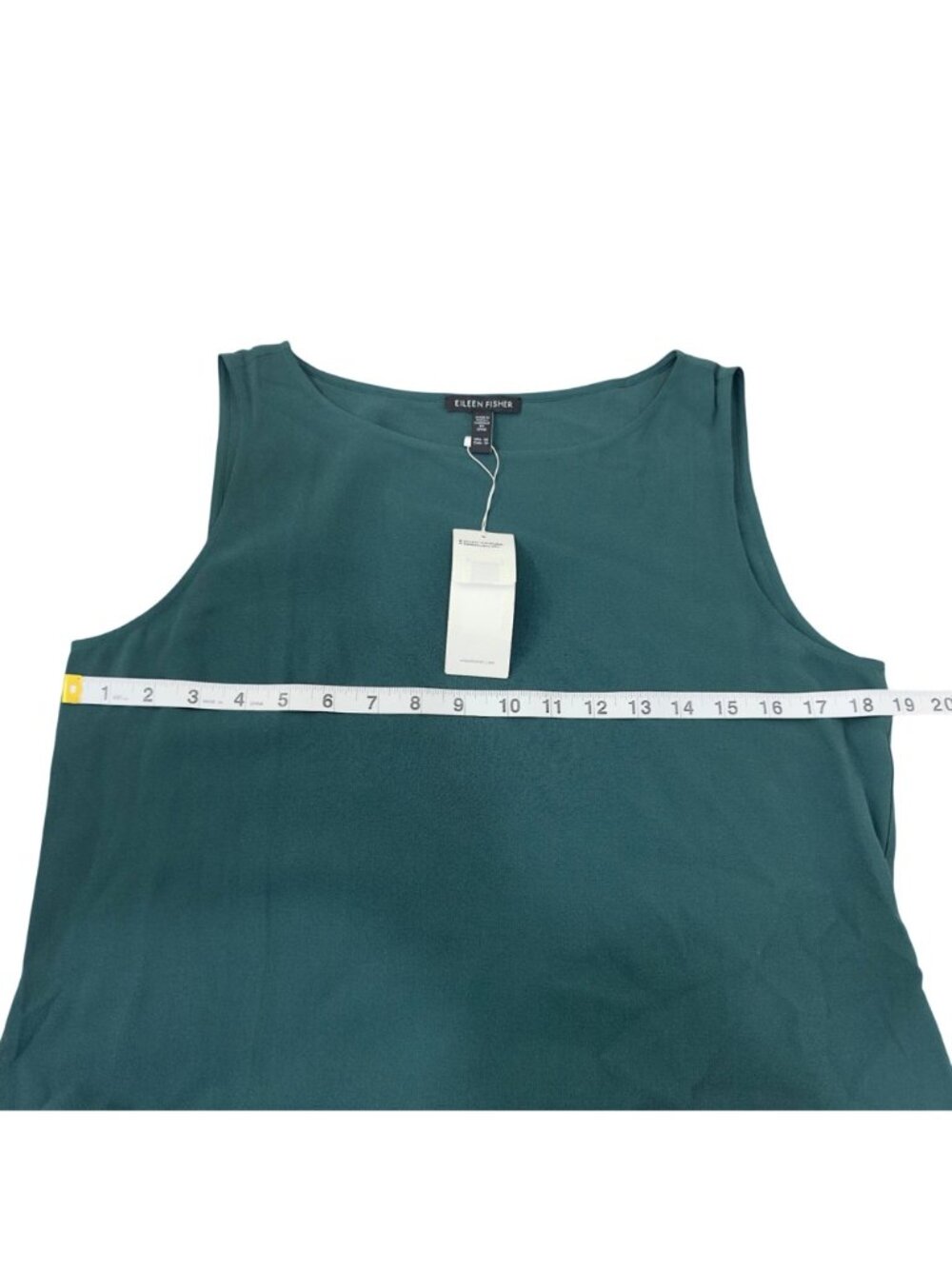 Eileen Fisher Sleeveless Hi-low 100% Silk Georgette Crepe Top Deep Teal Size XS - Picture 6 of 10